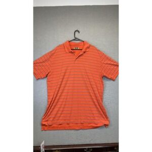 The Foundry Supply Co Polo Shirt Mens 2XLT Orange Stripe Quick-Dri‎ Big & Tall